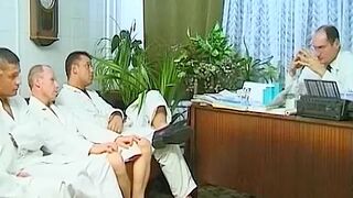 Vintage German babe in stockings takes anal fuck from doctor on desk